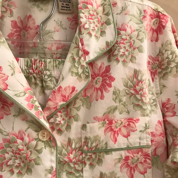 NEW LL Bean Classic Pink Floral Pajama Set XL - Picture 4 of 8
